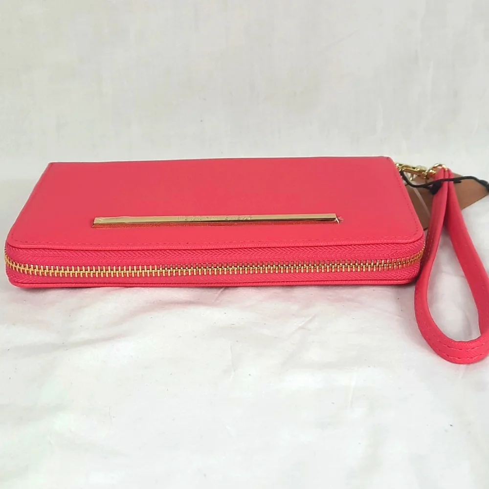 Steve Madden Zip Around Wallet Clutch Pink Flash Gold NEW with Tag - Picture 8 of 13